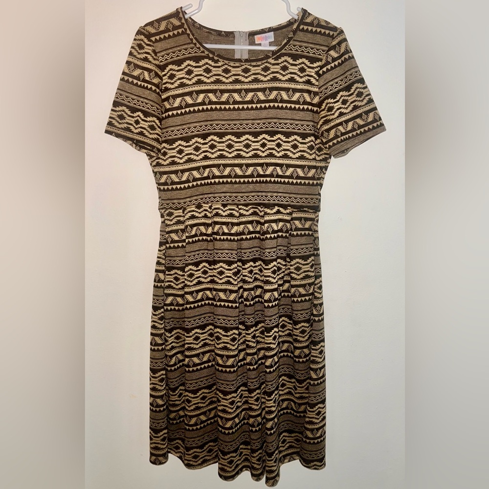 LuLaRoe Black and Cream Geometric Dress